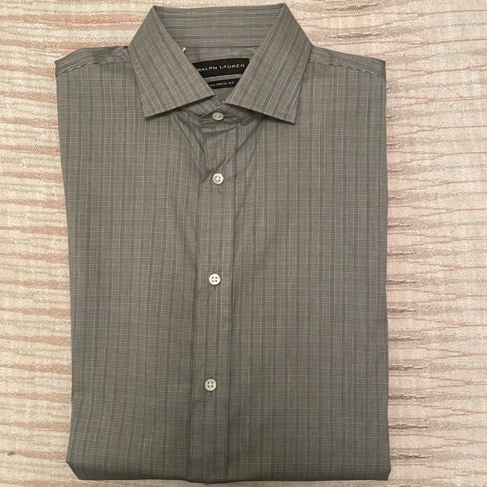 RL Black Label grey plaid woven